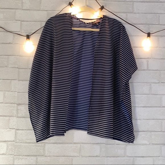 The Limited Sweaters - The limited navy blue and white stripped cardigan